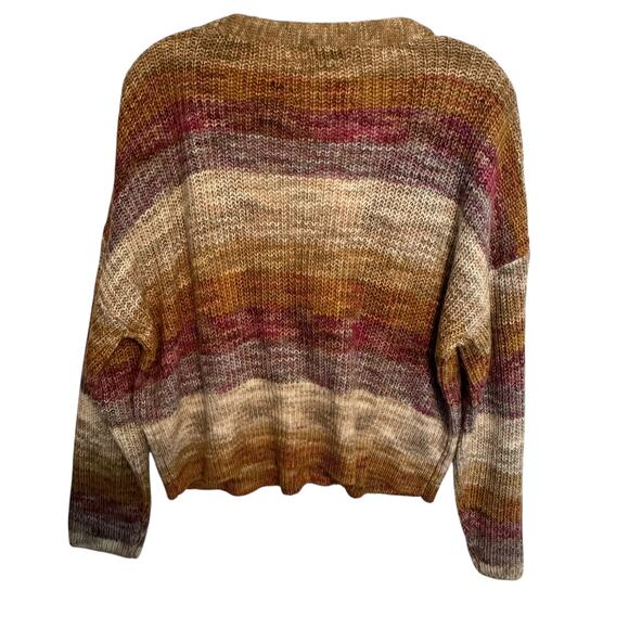 Lucky Brand V-Neck Button Cardigan Womens Large Multi Marl Ombre Stripe Topper - Picture 5 of 10